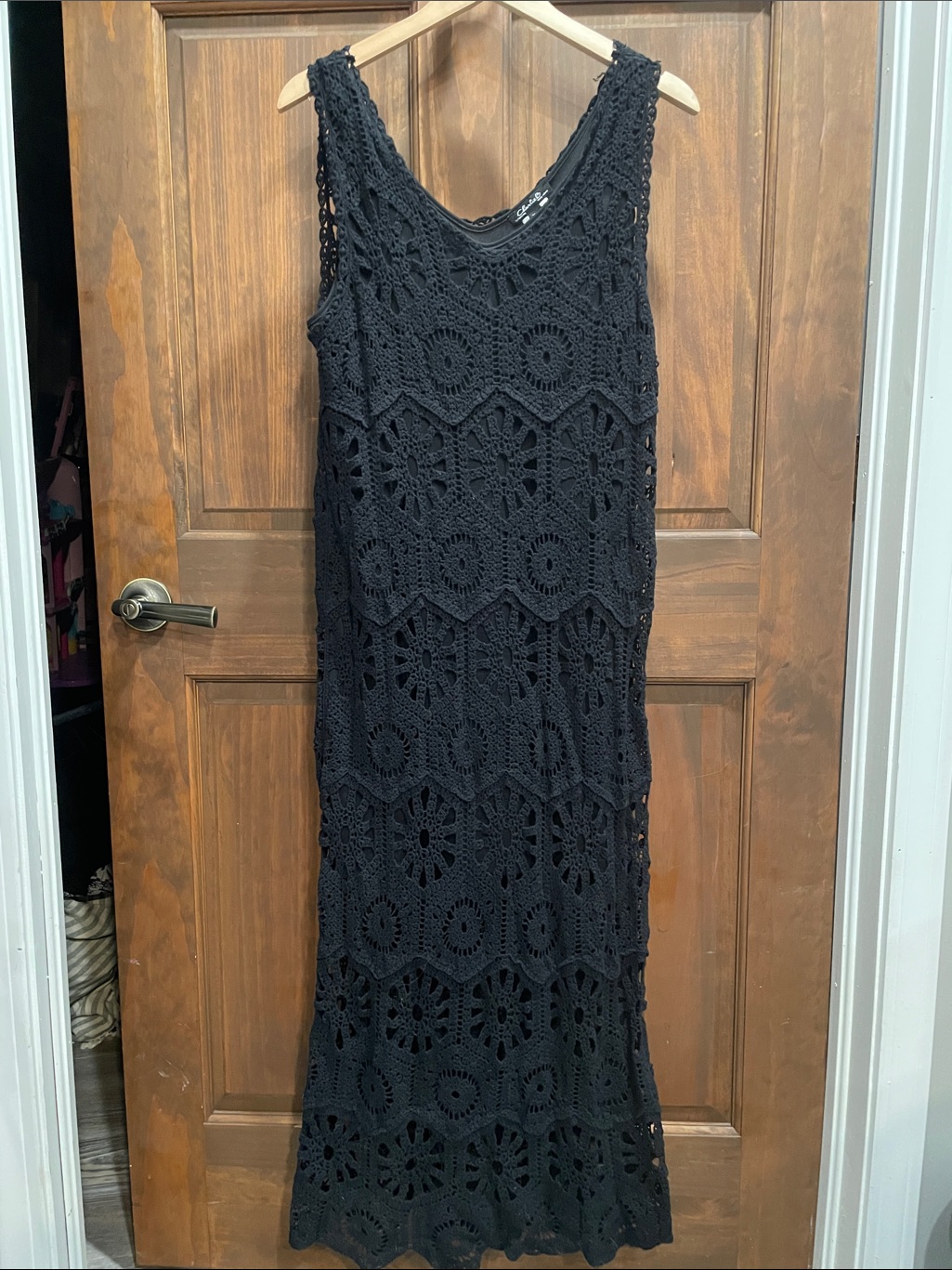 Charlie B Black Crochet Maxi Dress